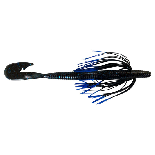 Boogie Worm - Blue Black - Blue Tip - Fuzzy Baits