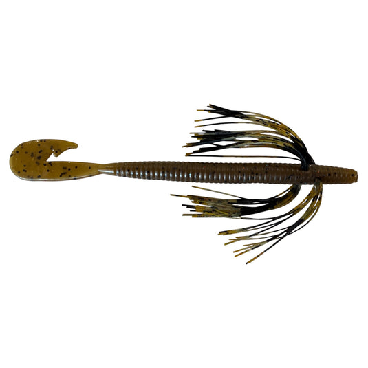 Boogie Worm - Green Pumpkin - Black Green - Fuzzy Baits