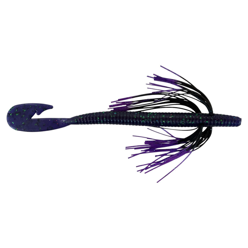 Load image into Gallery viewer, Boogie Worm - Junebug - Purple Tip - Fuzzy Baits
