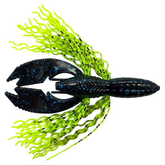 Frizzy Rattl'n Hybrid - Blue Black - Chartreuse - Fuzzy Baits