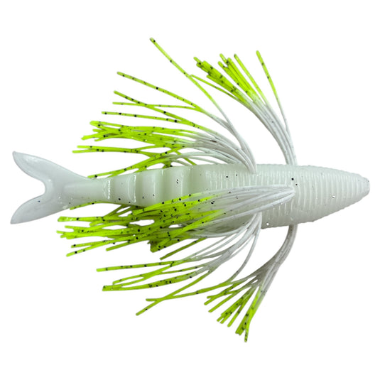 Hunt 1 - White - White Chartreuse Tip - Fuzzy Baits