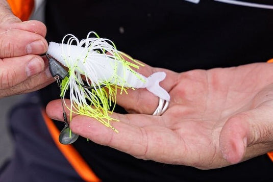 Hunt 1 - White - White Chartreuse Tip - FUZZY BAITS