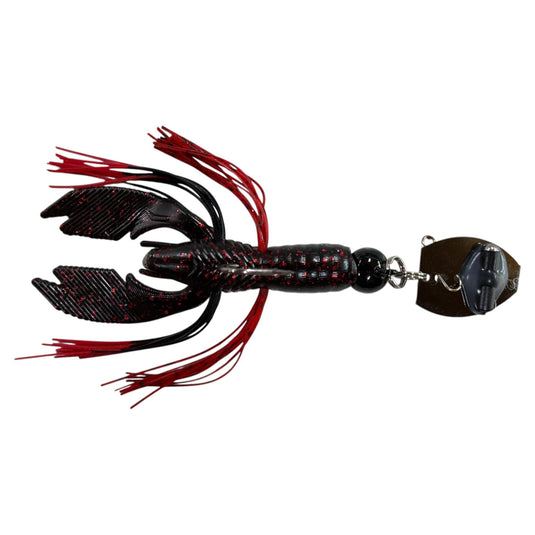LDASHT Craw Jig - Black - Black Red Tip - Fuzzy Baits