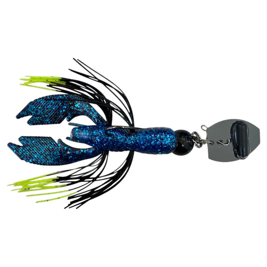 LDASHT Craw Jig - Blue Black - Chartreuse Tip - FUZZY BAITS