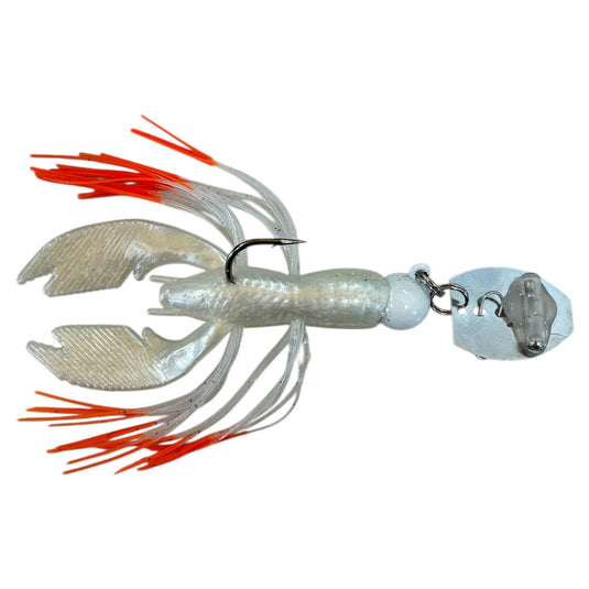 LDASHT Craw Jig - White - Orange Tip - FUZZY BAITS