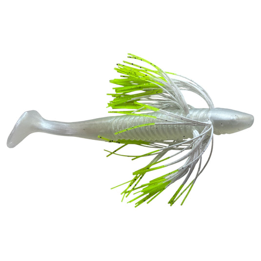Pearl - White Chartreuse Tip - Fuzzy Baits