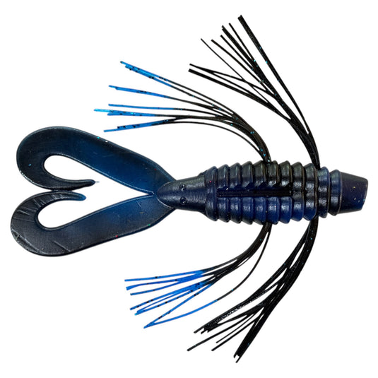 Rattl'n Big N Bug - Blue Swirl - Black Blue Tip - Fuzzy Baits