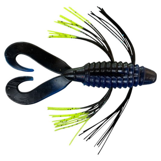 Rattl'n Big N Bug - Blue Swirl - Chartreuse Tip - Fuzzy Baits