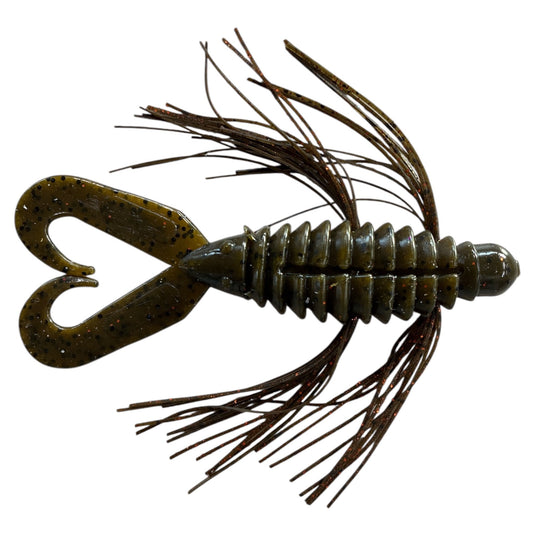 Rattl'n Big N Bug - Green Pumpkin - Orange Flake - Fuzzy Baits