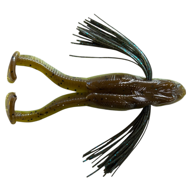 Load image into Gallery viewer, Rattl'n Bullfrog 4.5" - Green Pumpkin - Green - Fuzzy Baits
