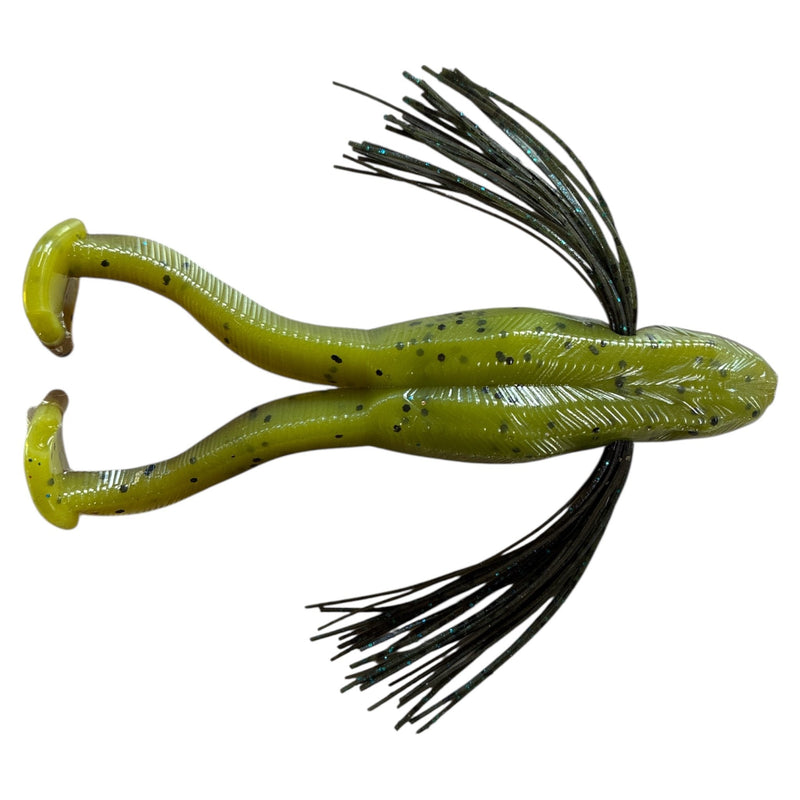 Load image into Gallery viewer, Rattl'n Bullfrog 4.5" - Green Pumpkin - Green - Fuzzy Baits
