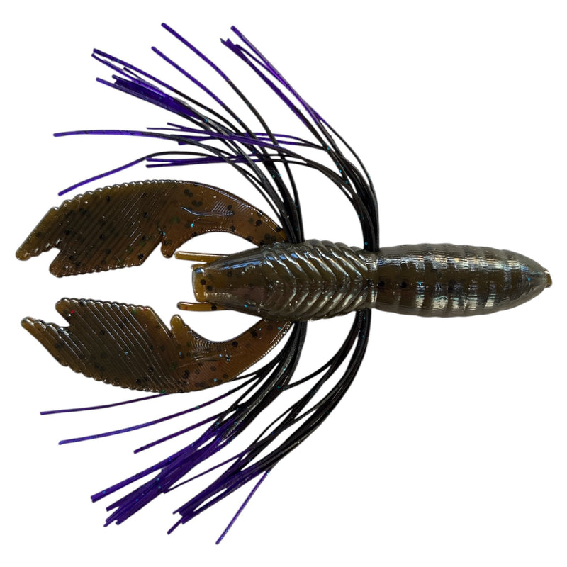 Load image into Gallery viewer, Rattl'n Hybrid Craw - Green Pumpkin Junebug - Purple Tip - Fuzzy Baits
