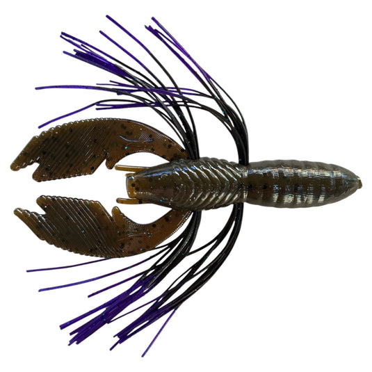Rattl'n Hybrid Craw - Green Pumpkin Junebug - Purple Tip - Fuzzy Baits