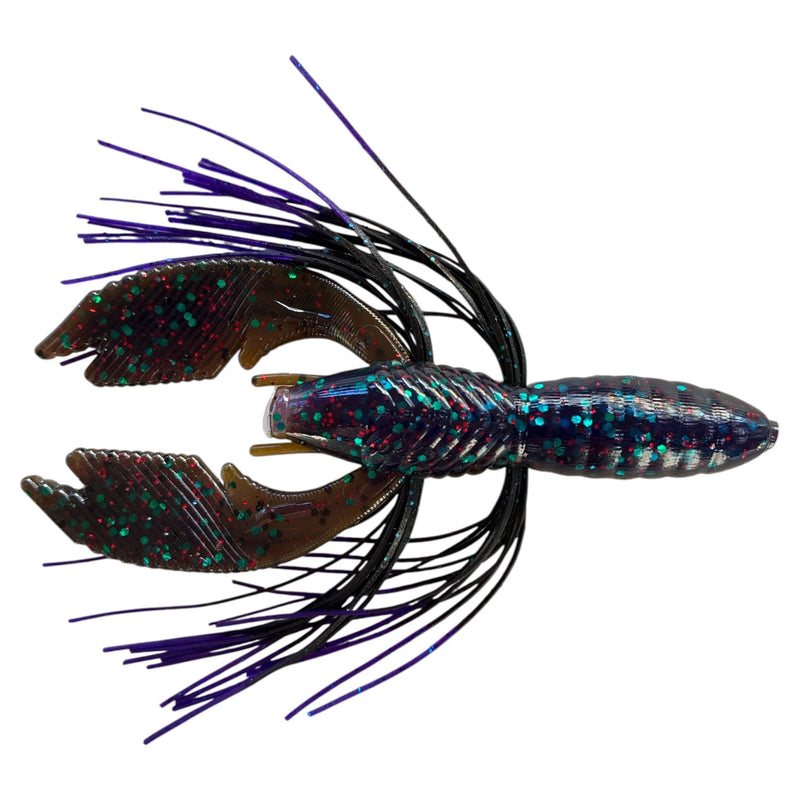 Load image into Gallery viewer, Rattl'n Hybrid Craw - Green Pumpkin Junebug - Purple Tip - Fuzzy Baits
