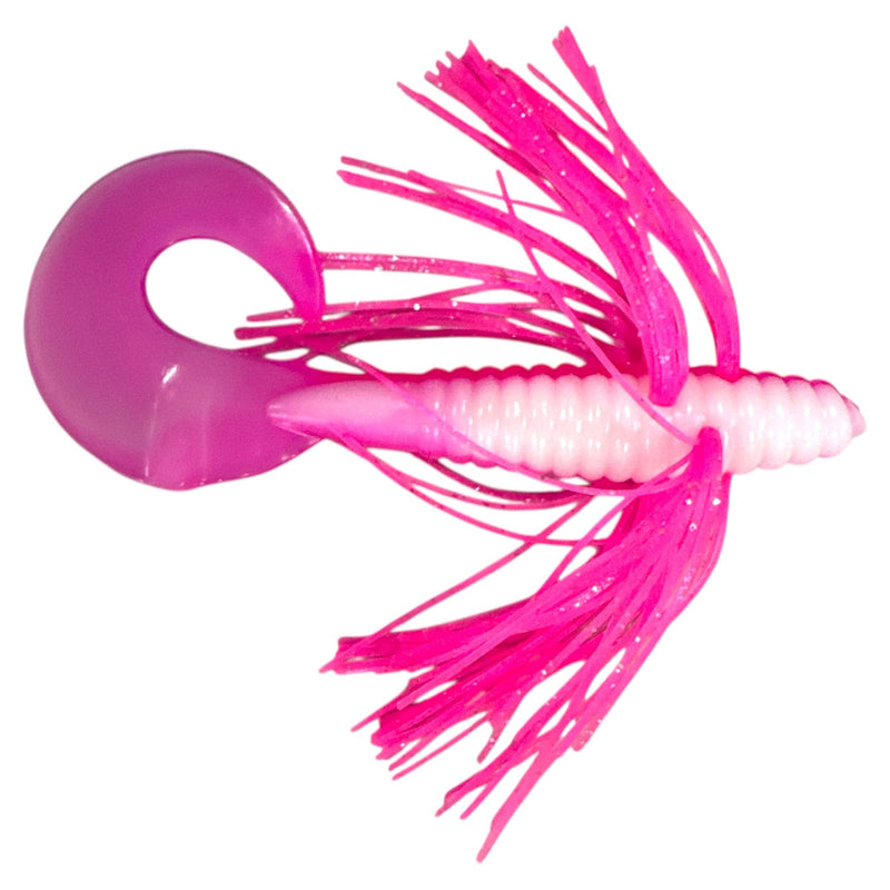 Load image into Gallery viewer, Rattl'n Jigbait Trailer 5" - Hot Pink White - Hot Pink - Fuzzy Baits
