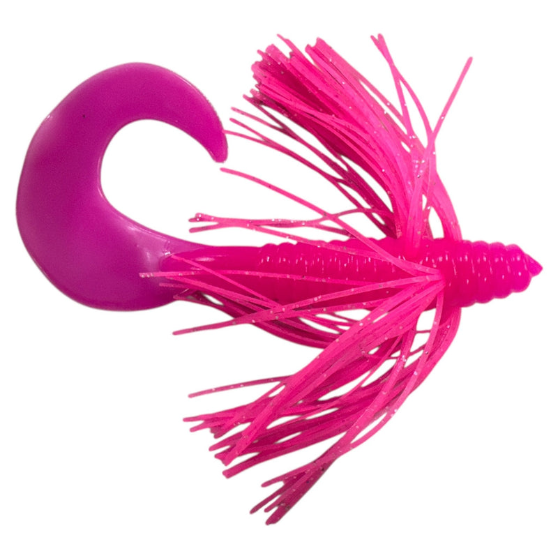 Load image into Gallery viewer, Rattl'n Jigbait Trailer 5" - Hot Pink White - Hot Pink - Fuzzy Baits
