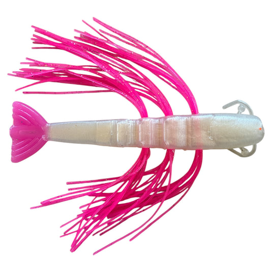 Rattl'n Shrimp - White Hot Pink Tail - Pink - Fuzzy Baits
