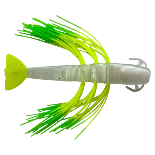 Rattl'n Shrimp - White/Chartreuse Tail - Salt Green - Fuzzy Baits
