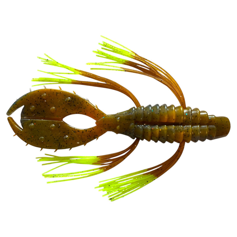 Load image into Gallery viewer, Rattl'n SM2 Punch 4" - Craw - Pumpkin Chartreuse Tip - Fuzzy Baits
