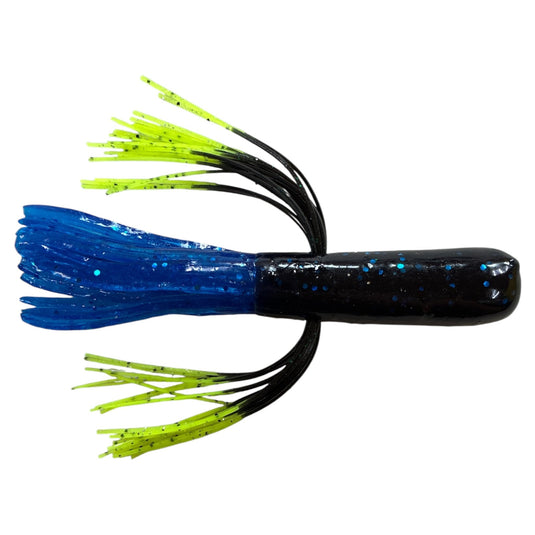 Tube Rig - Blue Black - Chartreuse Tip - Fuzzy Baits
