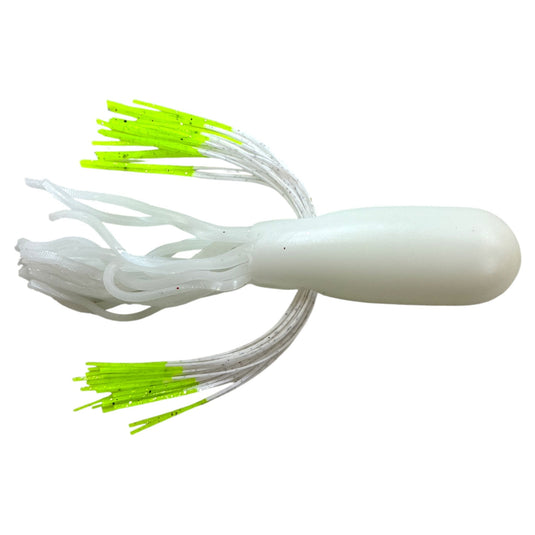 Tube Rig - White - White Chartreuse Tip - Fuzzy Baits